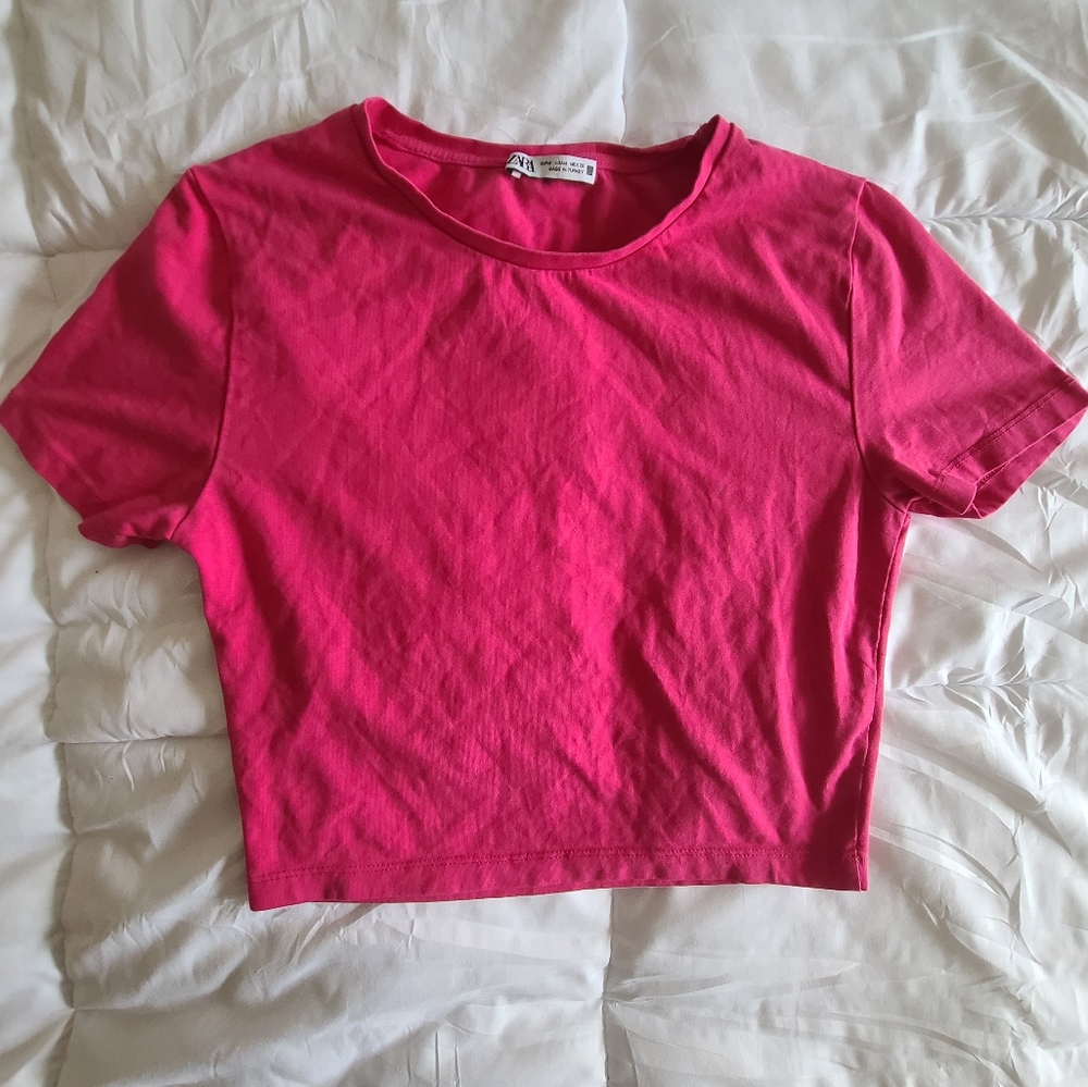 Zara Hot Pink Short Sleeve Tee